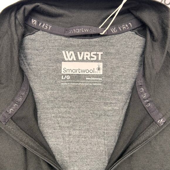 VRST X Smartwool Long Sleeve 1/4 Zip Men L Black Gray Merino Wool Stretchy Shirt - Picture 6 of 12